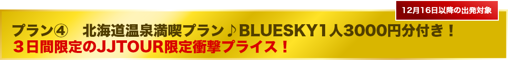 北海道温泉満喫プラン♪BLUESKY1人3000円分付き!