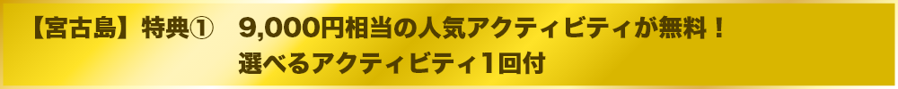 9,000円相当の人気アクティビティが無料！選べるアクティビティ1回付
