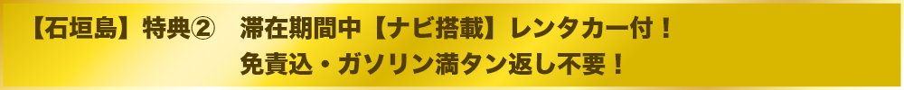 滞在期間中【ナビ搭載】レンタカー付！免責込・ガソリン満タン返し不要！