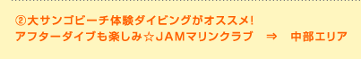 ②大サンゴビーチ体験ダイビングがオススメ！アフターダイブも楽しみ☆JAMマリンクラブ⇒中部エリア