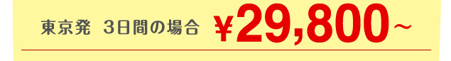東京発 3日間の場合 ¥29,800～