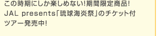 この時期にしか楽しめない！期間限定商品！JAL presents「琉球海炎祭」のチケット付ツアー発売中！