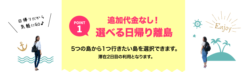 point1 追加代金なし！選べる日帰り離島