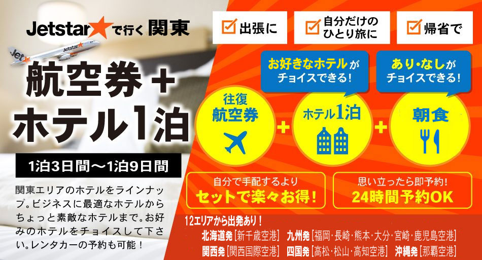 関東 航空券+ホテル1泊プラン