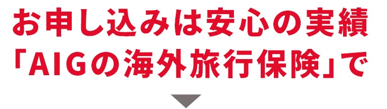 お申し込みは安心の実績「AIGの海外旅行保険」で