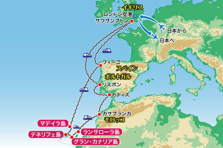 【MSCヴィルトゥオーサで航く】大西洋・カナリア諸島大航海物語18日間map