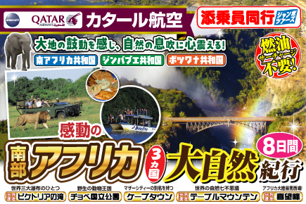 感動の南部アフリカ3カ国大自然紀行8日間
