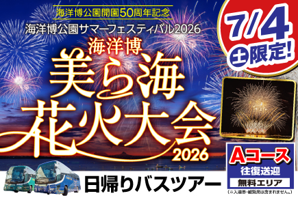 海洋博美ら海花火大会2026《A・B・C・Dコース》（日帰りバスツアー）