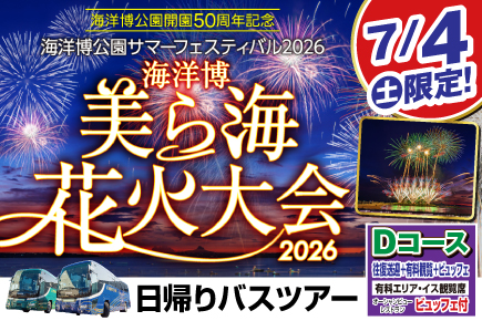 海洋博美ら海花火大会2026《Dコース》（日帰りバスツアー）