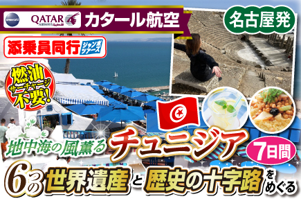 地中海の風薫るチュニジア6つの世界遺産と歴史の十字路をめぐる7日間