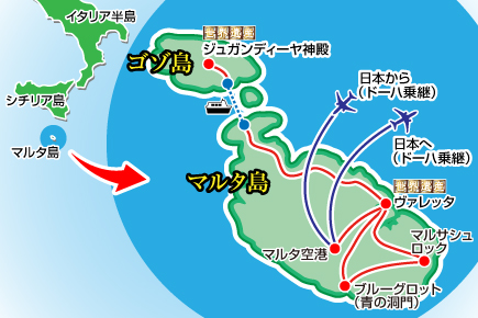 〜地中海文明のゆりかご〜マルタ共和国とゴゾ島6日間map