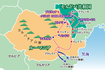 《6月24日・6月26日出発限定》感動・感激のルーマニア・モルドバ物語10日間map