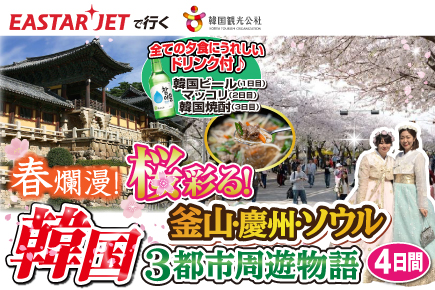 春爛漫 桜彩る韓国 釜山・慶州・ソウル3都市周遊物語4日間
