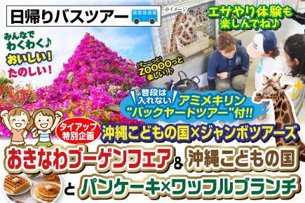 ワッフル×パンケーキブランチとおきなわブーゲンフェア＆沖縄こどもの国 (日帰りバスツアー)