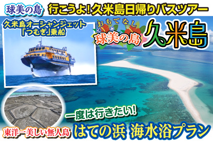 一度は行きたい! 東洋一美しい無人島《はての浜海水浴》プラン（日帰りバスツアー）