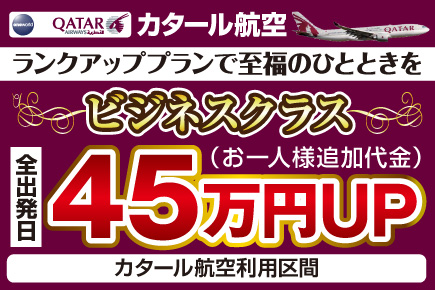 カタール航空ビジネスクラス（45万円UP）