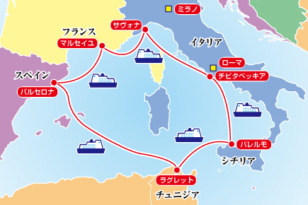 【コスタ・スメラルダで航く】地中海4ヶ国夢紀行クルーズmap