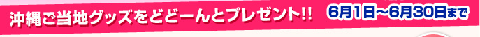 沖縄ご当地グッズをどどーんとプレゼント！キャンペーン期間4月1日〜5月31日まで