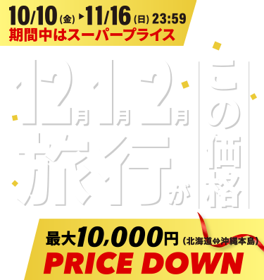 12月・1月・2月の旅行がこの価格